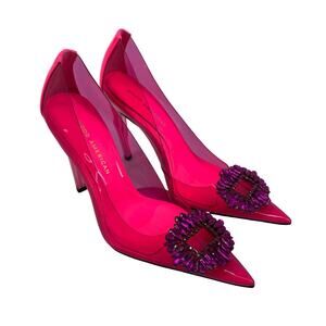 Good American Cinder-Rella Pumps Size 5.5 Hot Pink Lucite GA275JPB-X